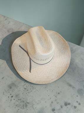 Straw Cowboy Hat Size 7 Made In Mexico Western Palm Straw Ranch Rodeo Hat...